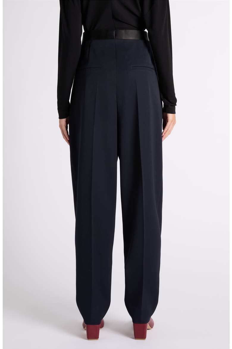 Satin Trim High Waist Wool Straight Leg Pants, Alternate, color, 4071 MIDNIGHT BLUE