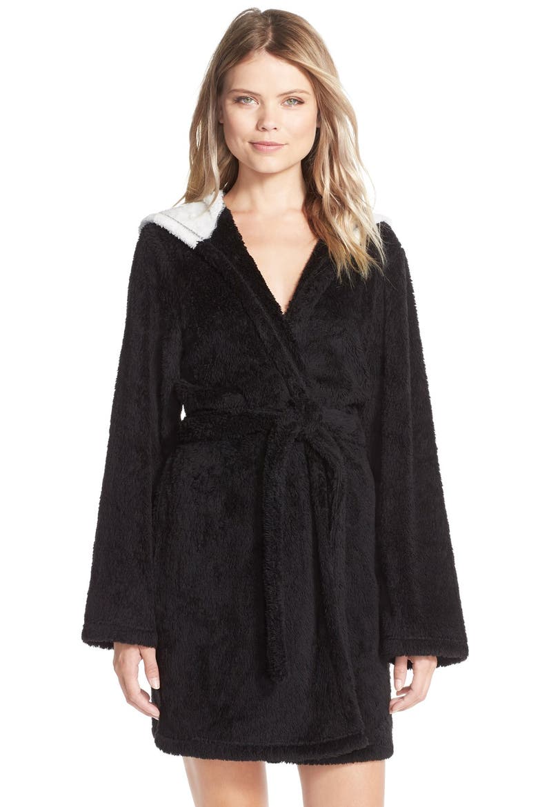 Animal Ear Hooded Robe, Alternate, color, BLACK PANDA