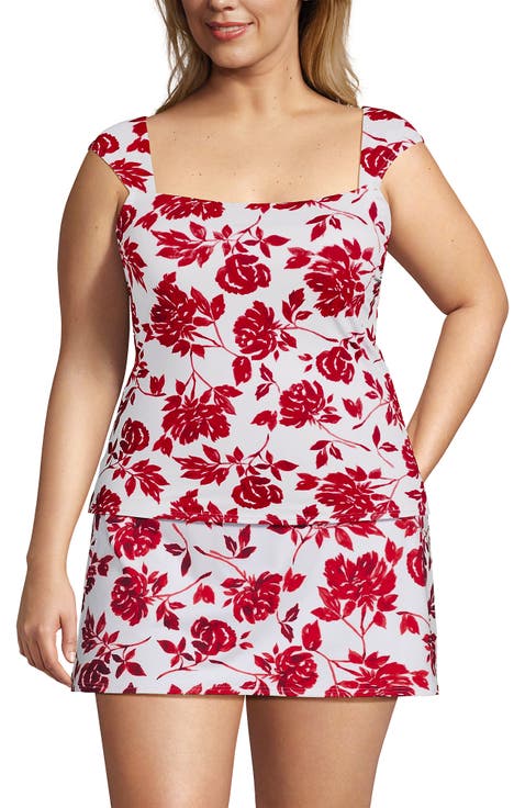 Plus Size Square Neck Underwire Tankini Top