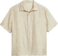Open Edit Sunburst Jacquard Short Sleeve Button-Up Shirt