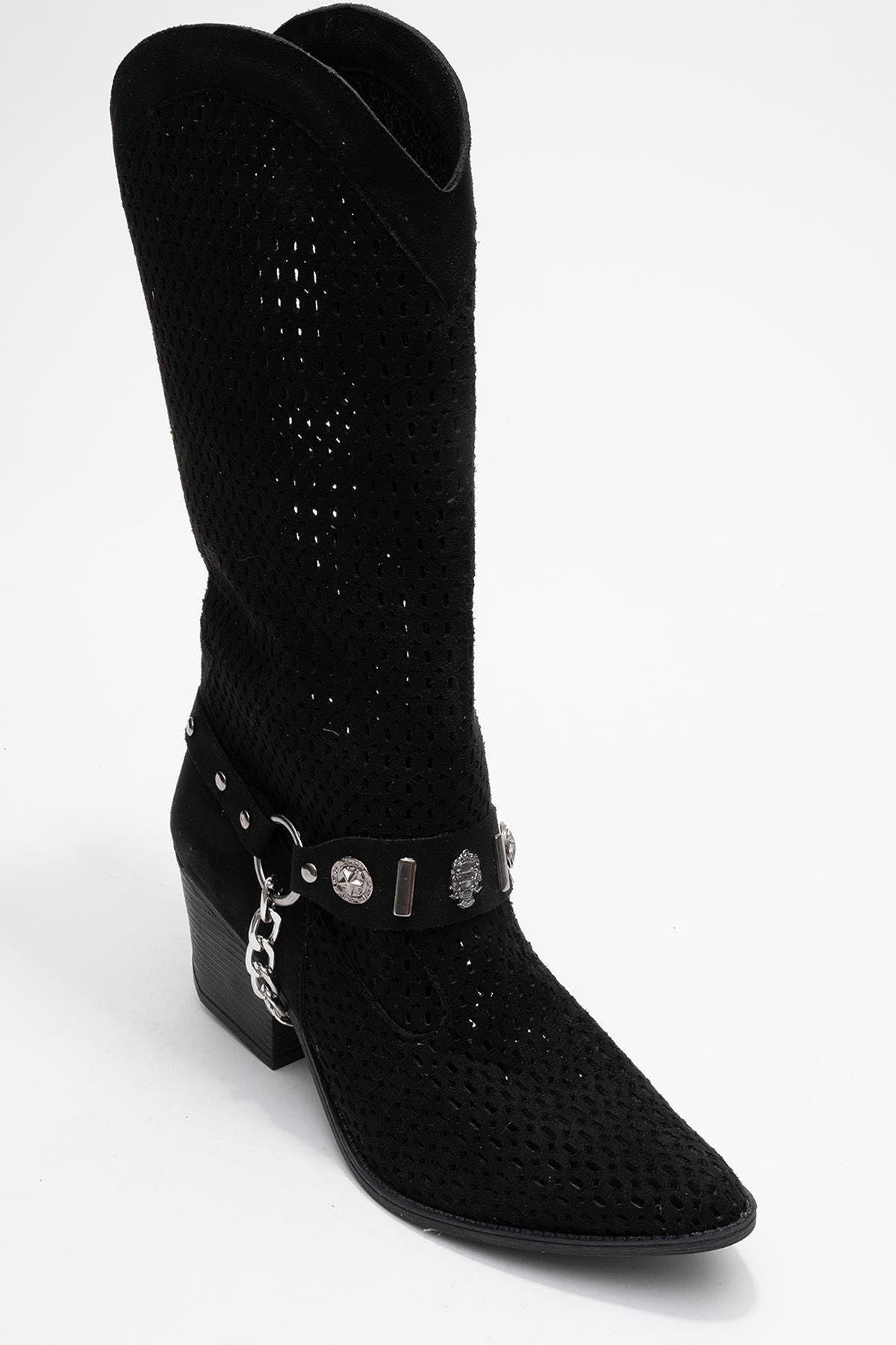 Lumen Block Heel Summer Boot, Alternate, color, Black Faux Leather