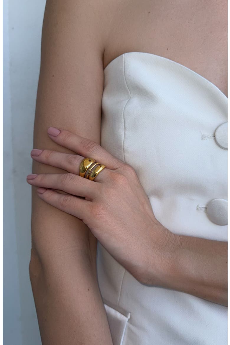 Set of 3 Stackable Band Rings, Alternate, color, GOLD