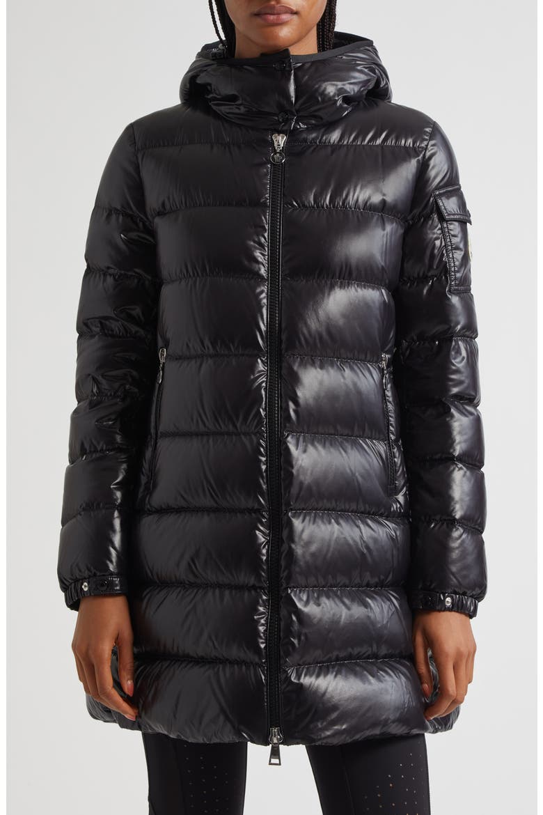 Courcelles Down Hooded Coat, Main, color, BLACK