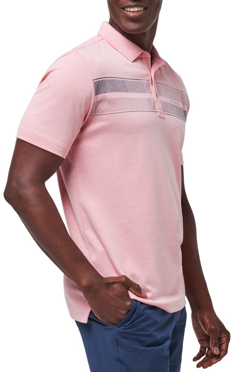 TravisMathew Local Discount Stripe Piqué Polo, Alternate, color, Heather Blush
