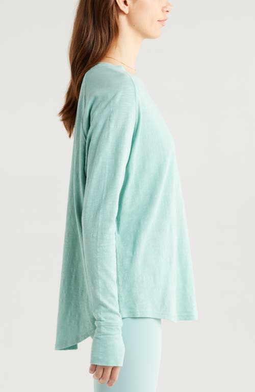 Zella Relaxed Washed 2.0 Long Sleeve Slub Tee In Blue