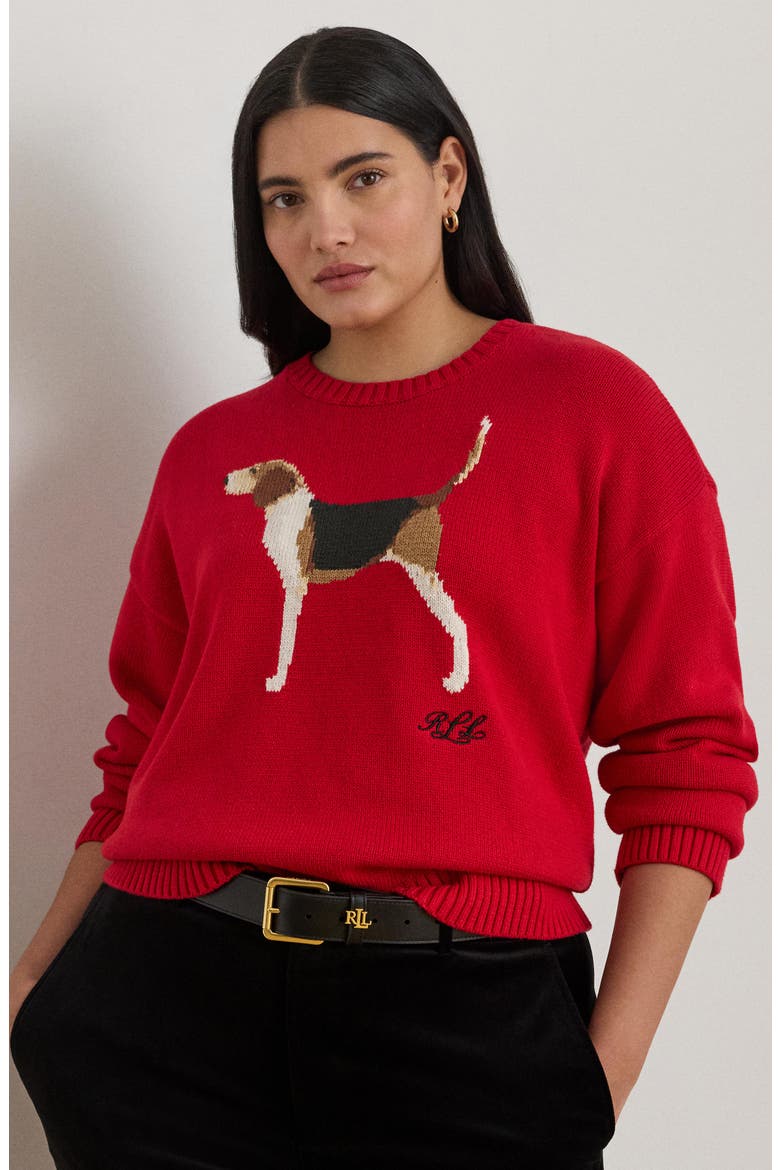 Foxhound Cotton Intarsia Sweater, Alternate, color, RALPH RED MULTI