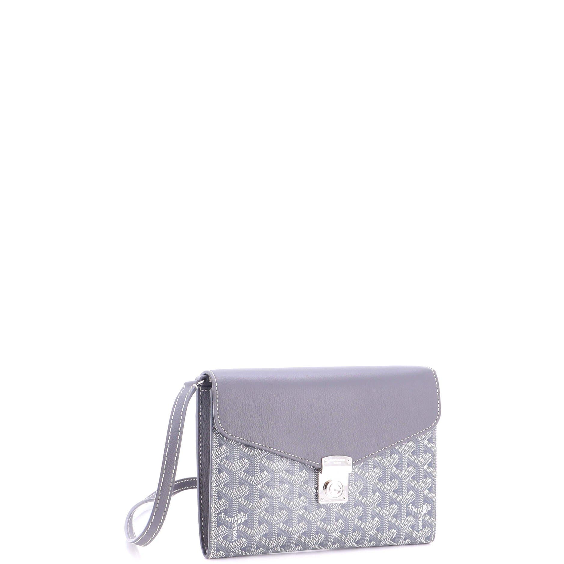 Chypre Wallet on Strap Coated Canvas with Leather, Alternate, color, Grey