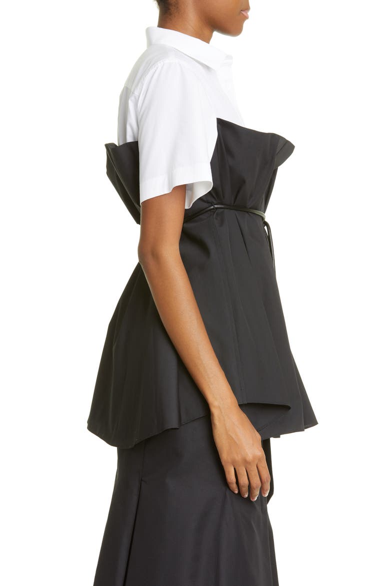 Colorblock Cotton Poplin Button-Up Shirt, Alternate, color, OFF WHITE/ BLACK