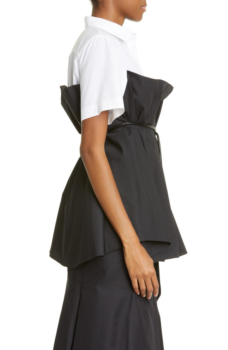 Sacai Colorblock Cotton Poplin Button-Up Shirt, Alternate, color,