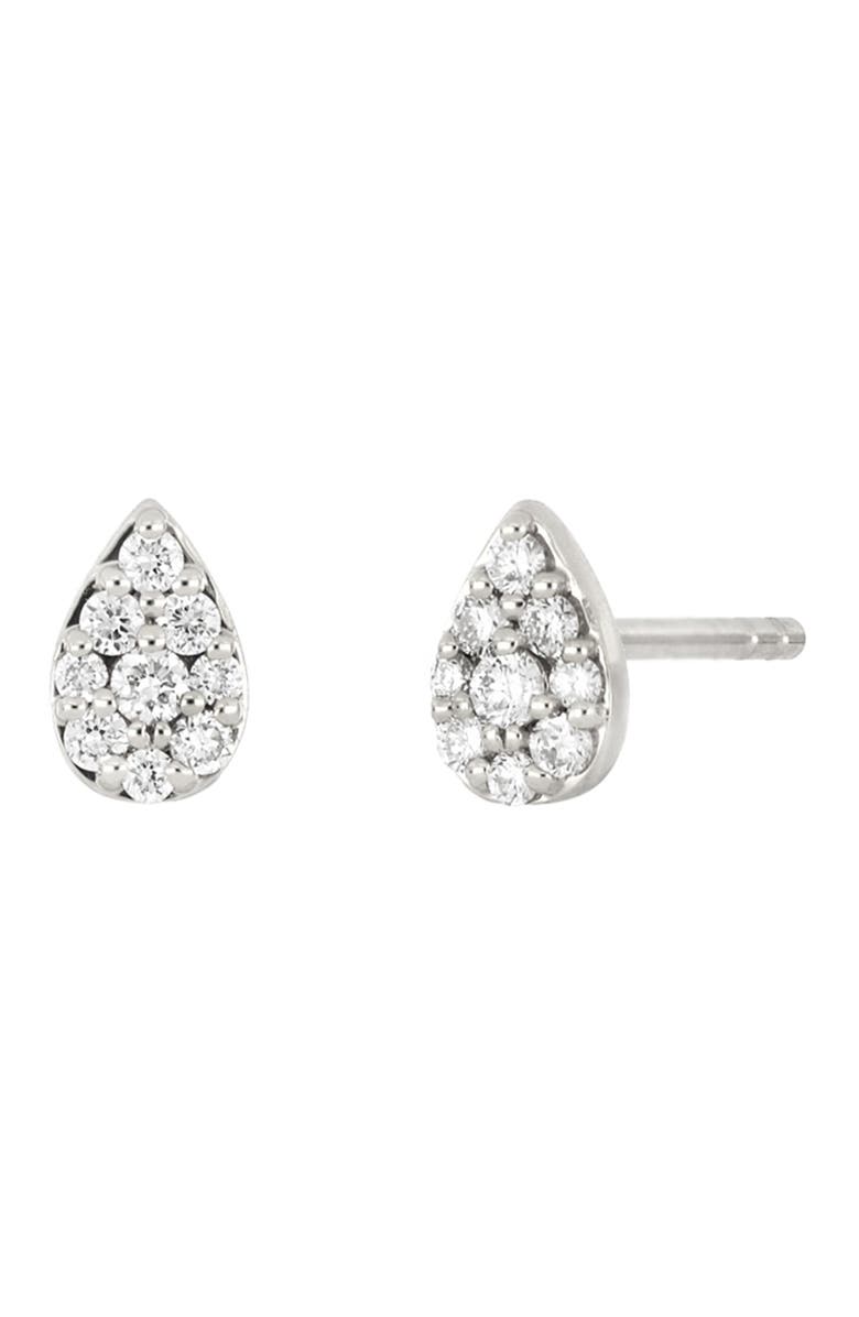 Bony Levy 18K White Gold Pave Diamond Teardrop Stud Earrings - 0.14 ctw, Main, color,