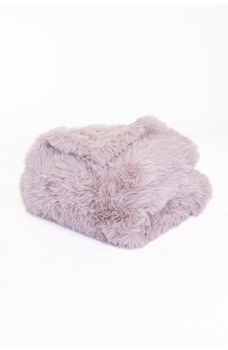 Sea To Me Blankets Palm Springs Plush Faux Fur Throw Blanket, Main, color, Rosewater