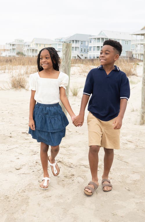 Nordstrom Kids' Tiered Denim Skort In Sapphire Blue Wash