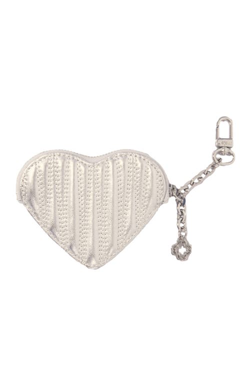 Maje Quilted Metallic Heart Purse In Silver