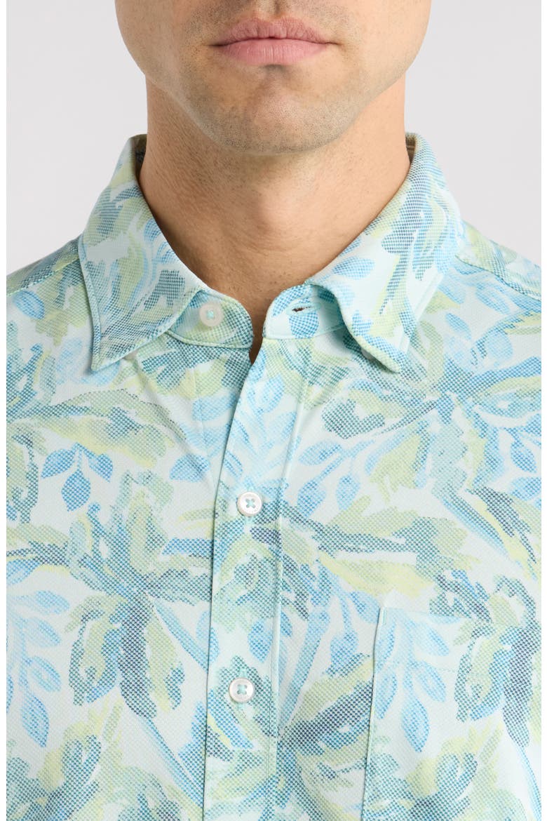 San Lucio Sea Shade IslandZone® Knit Short Sleeve Cotton Blend Button-Up Shirt, Alternate, color, PALE OPAL