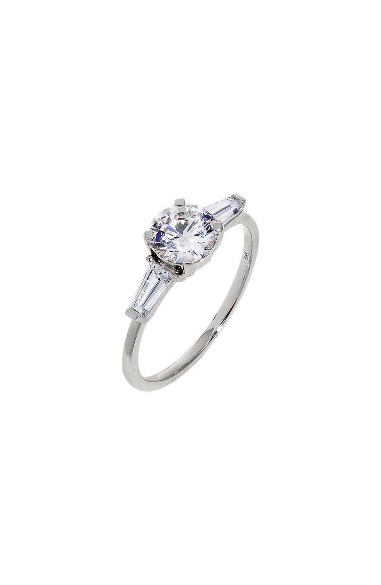 BY ADINA EDEN Lab Grown Diamond Round Cut Tapered Baguette Engagement Ring 14K, Main, color, 