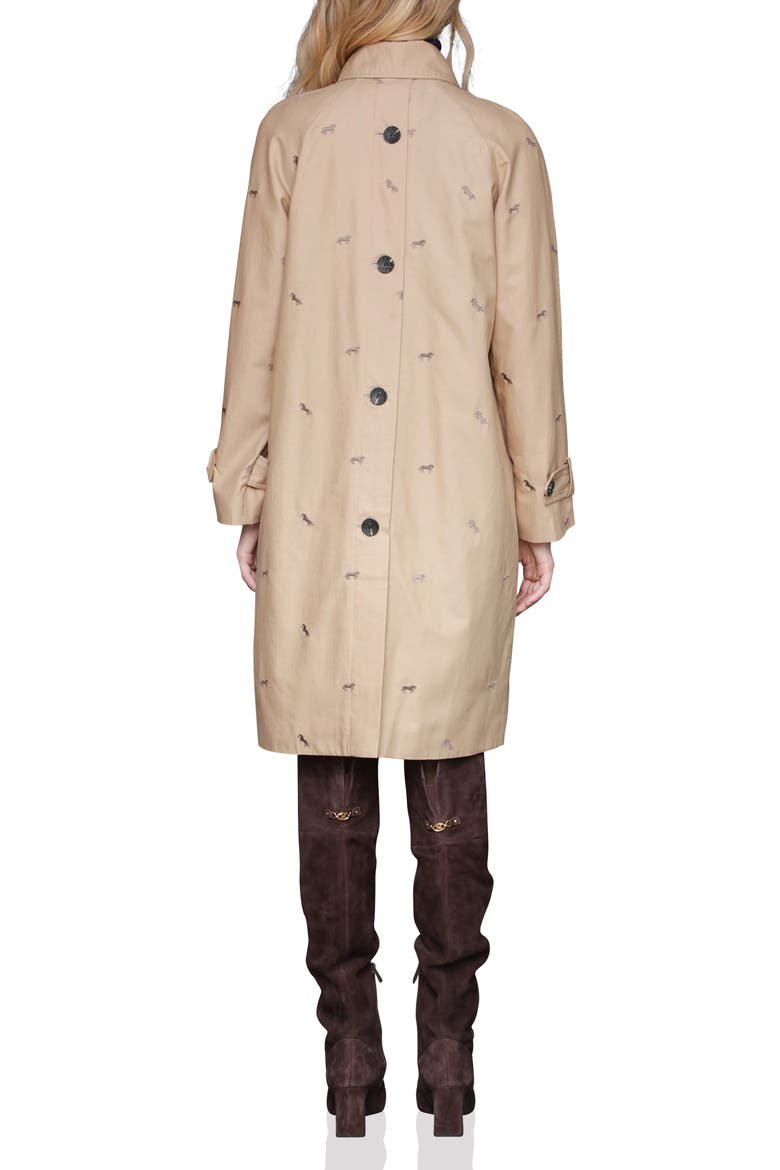 Equine Embroidered Cotton Blend Trench Coat, Alternate, color, KHAKI-ESPRESSO HORSE