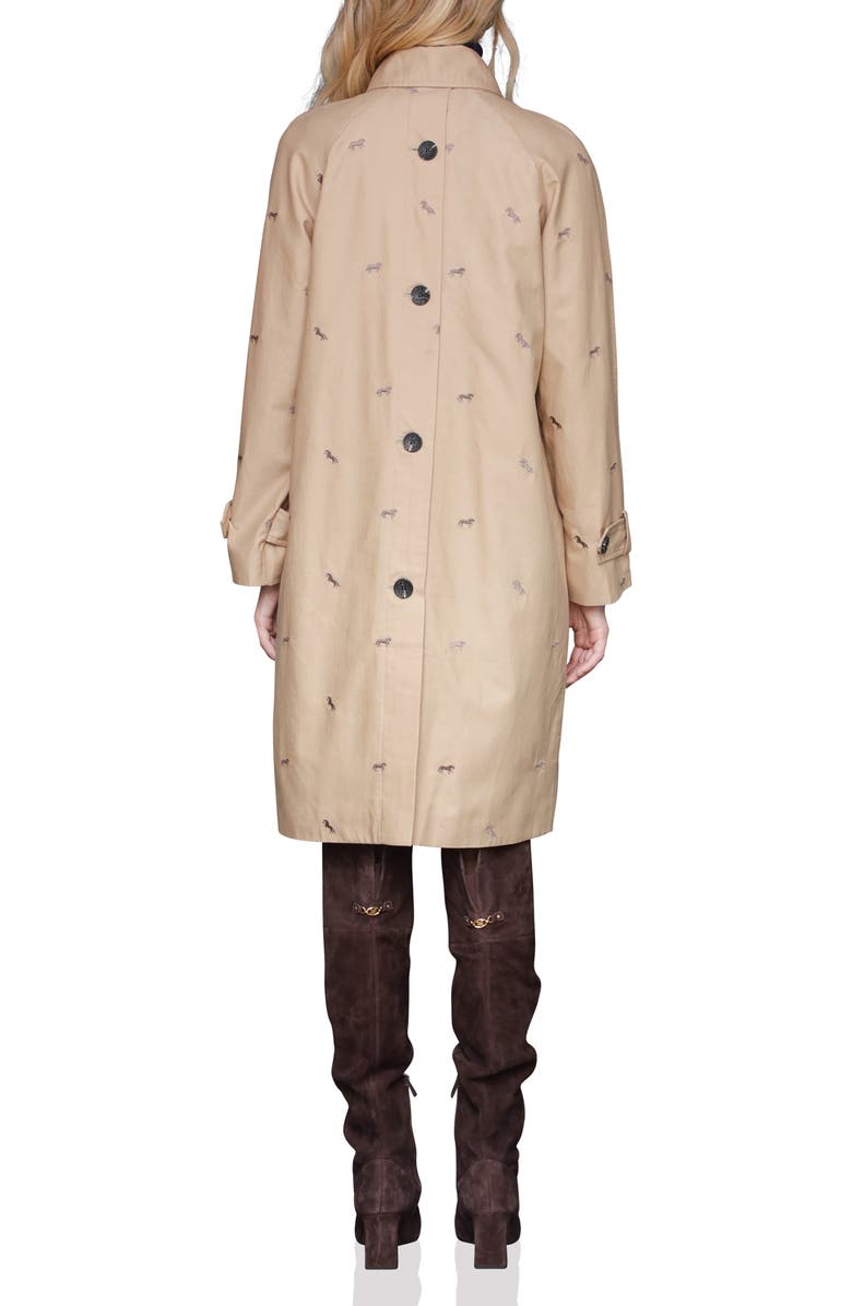 Avec Les Filles Equine Embroidered Cotton Blend Trench Coat, Alternate, color, Khaki-Espresso Horse
