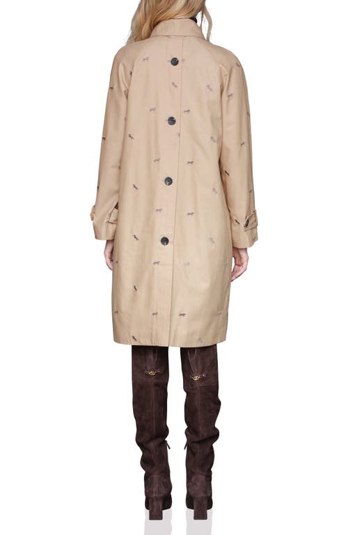 Avec Les Filles Equine Embroidered Cotton Blend Trench Coat In Neutral