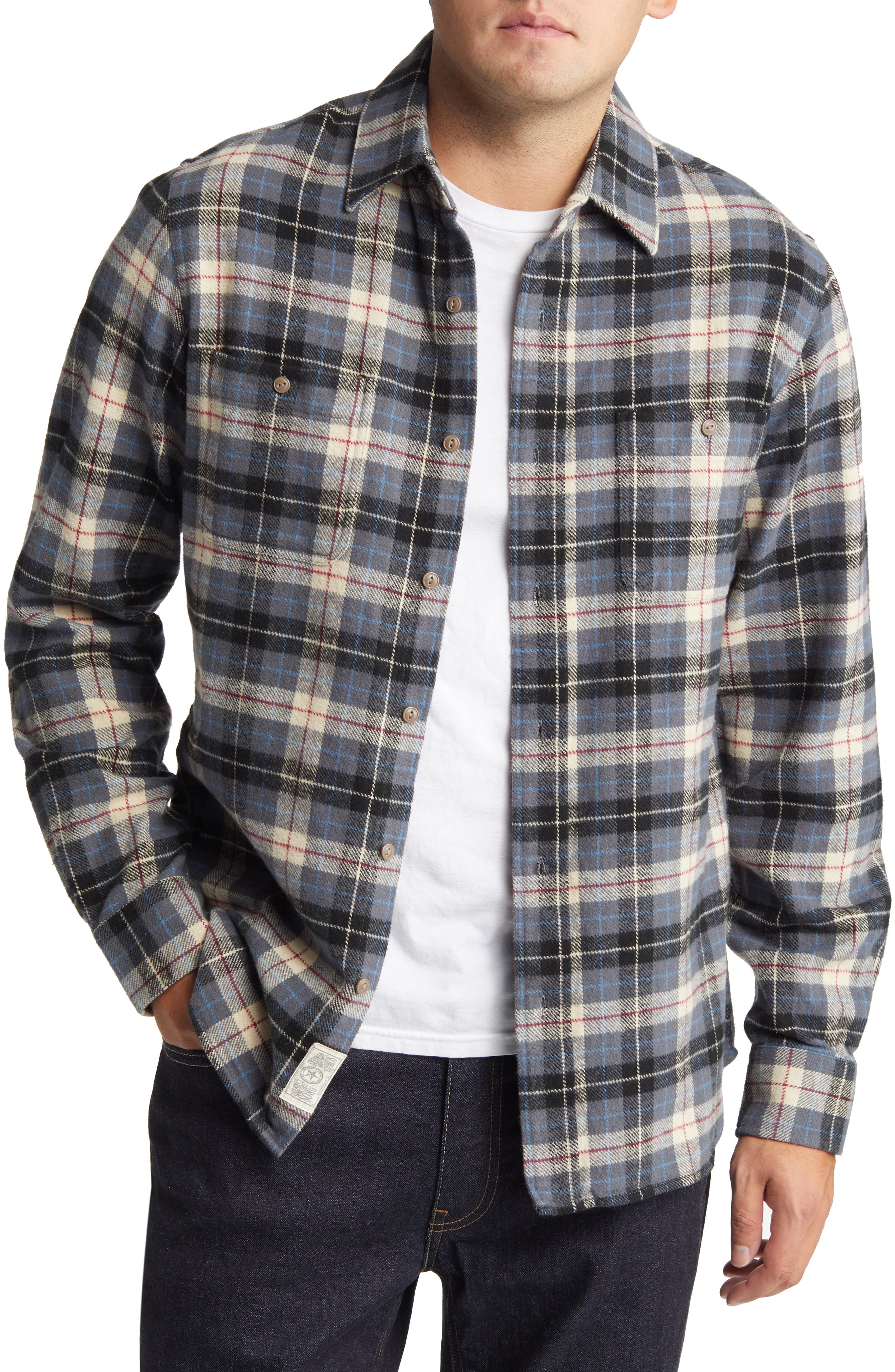 Two-Pocket Long Sleeve Flannel Button-Up Shirt - image 3