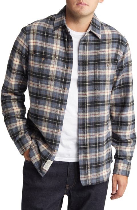 Two-Pocket Long Sleeve Flannel Button-Up Shirt
