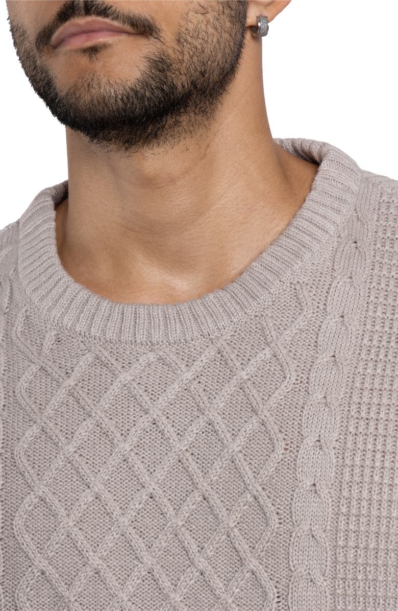 XRAY Mixed Knit Crewneck Pullover Sweater, Alternate, color, Sand