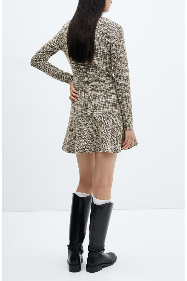 Long Sleeve Tweed Minidress, Alternate, color, BEIGE