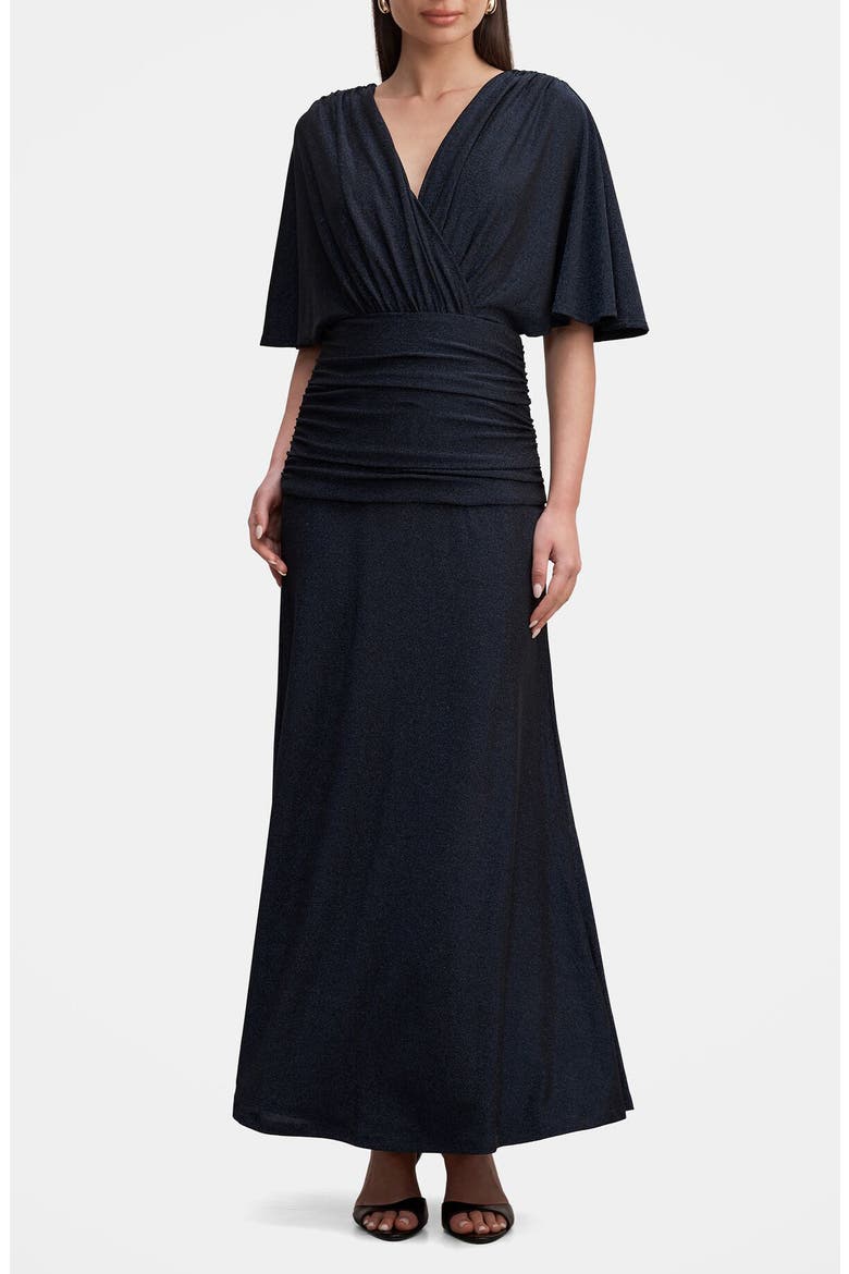 Franca Ruched Maxi Dress, Main, color, NAVY