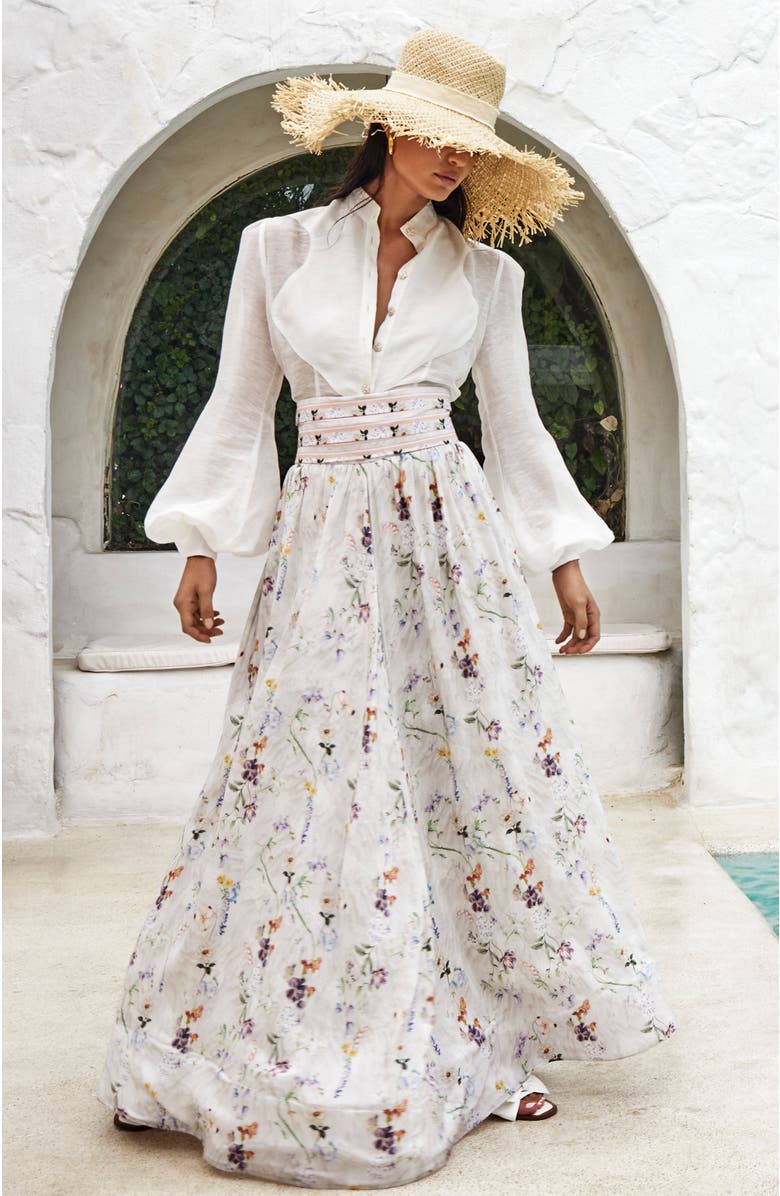 Aqua Blu Moonflower Zandra Maxi Skirt, Alternate, color, White