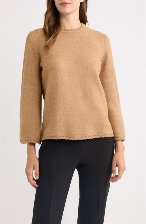 Anne Klein Braided Trim Sweater In Vicuna