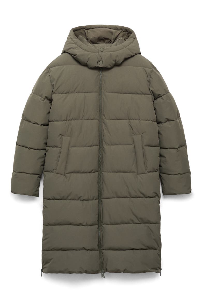 Hooded Puffer Coat, Alternate, color, KHAKI GREEN