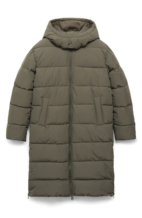 Mango Teen Hooded Puffer Coat In Green