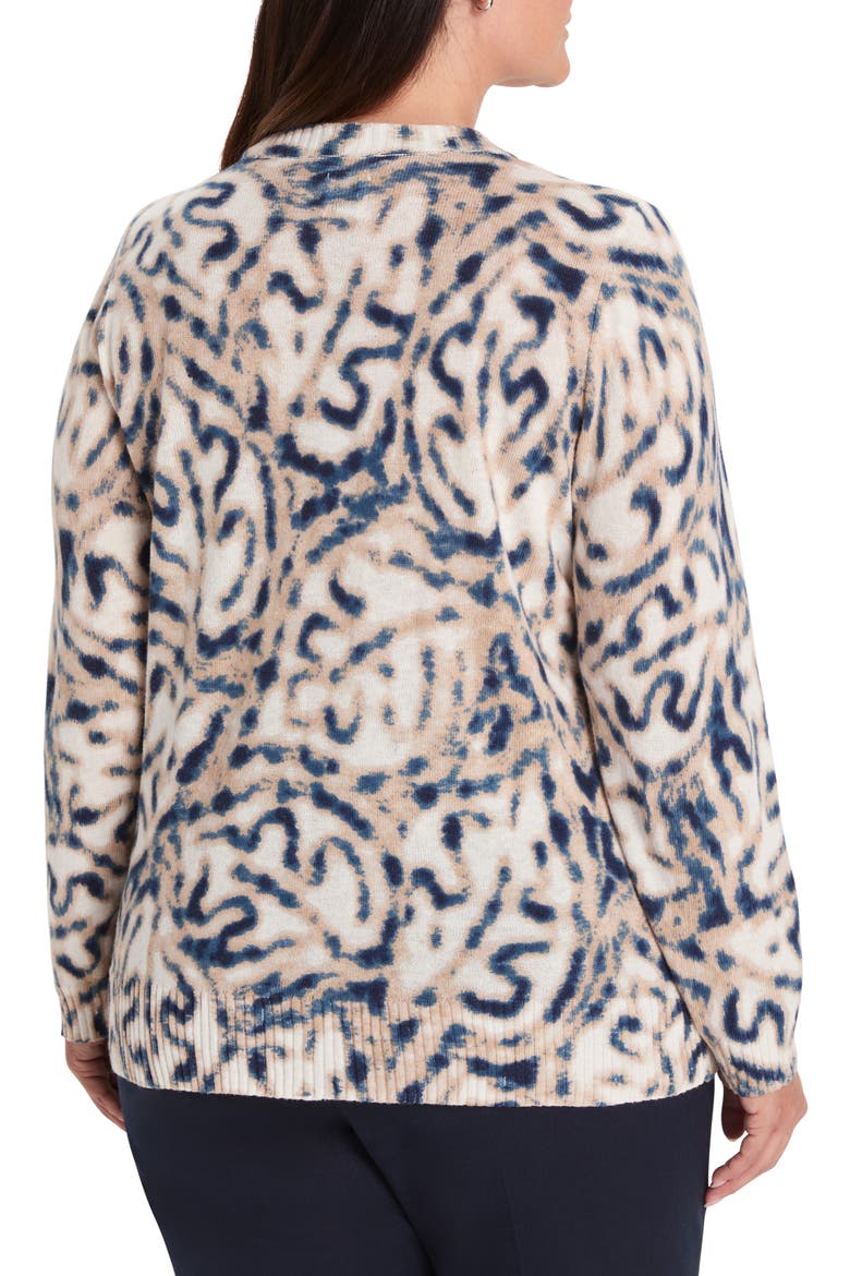Supersoft Blurry Leaf Print Sweater, Alternate, color, INDIGO MULTI