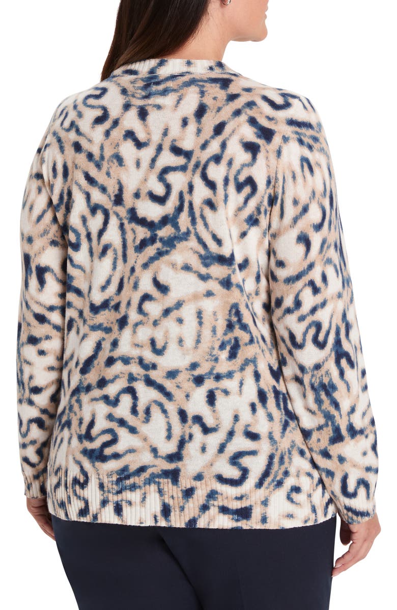 NIC+ZOE Supersoft Blurry Leaf Print Sweater, Alternate, color, Indigo Multi