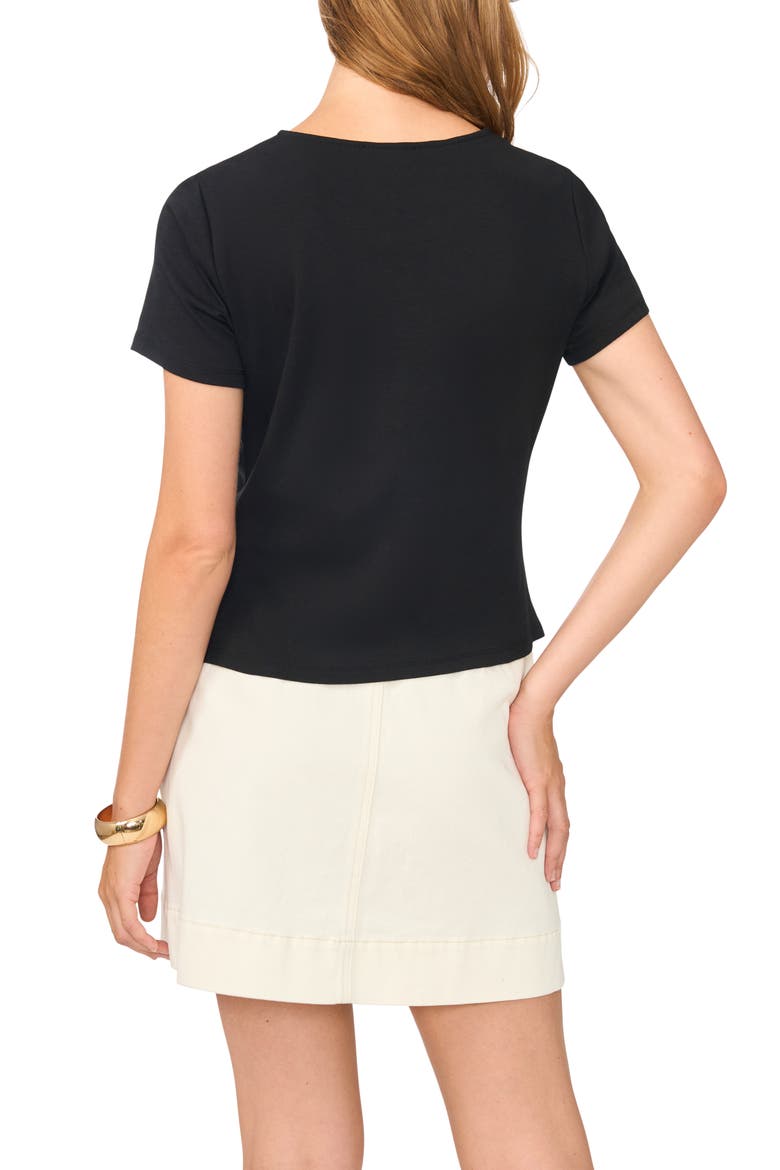 Asymmetric Side Ruched Short Sleeve Top, Alternate, color, RICH BLACK