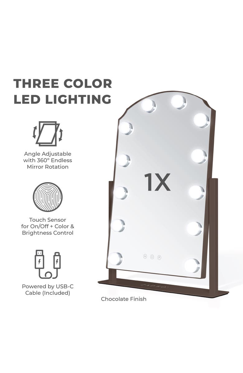 Zadro Scalloped Edge Hollywood LED Vanity Mirror, Alternate, color, Chocolate