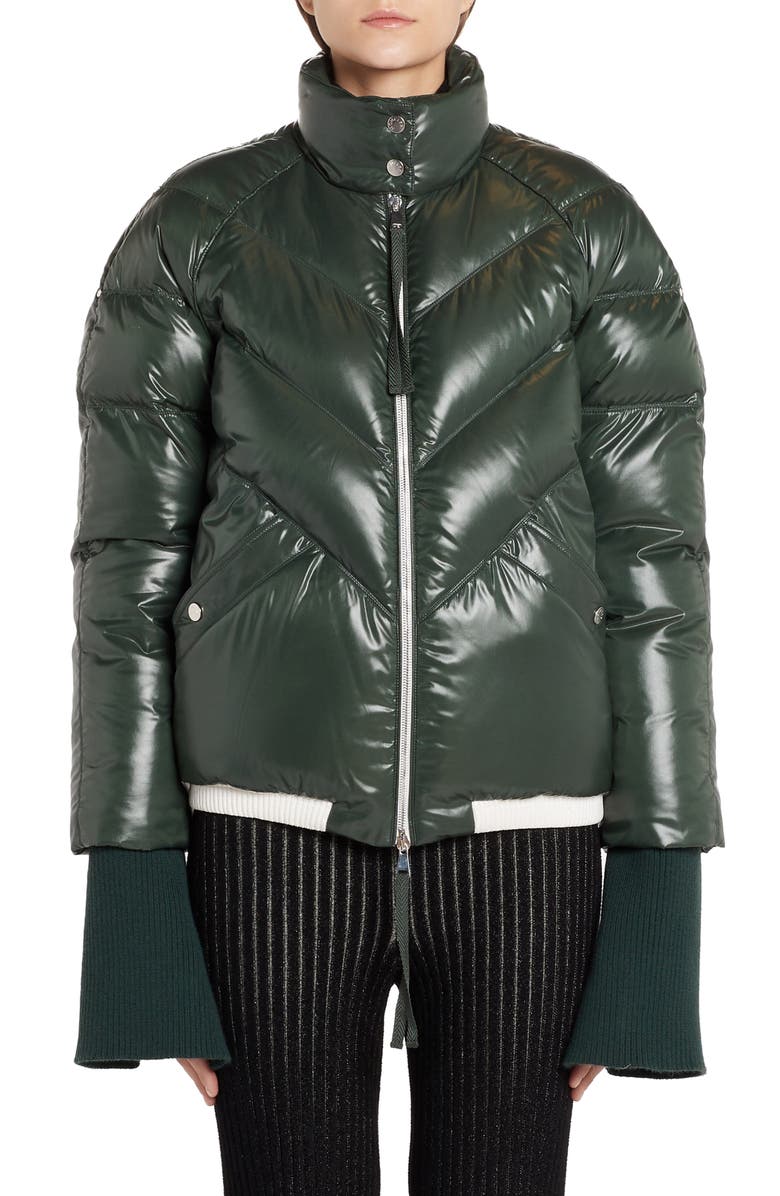 Moncler Genius x 2 1952 Yalou Knit Sleeve Lacquered Down Puffer Coat, Alternate, color, 