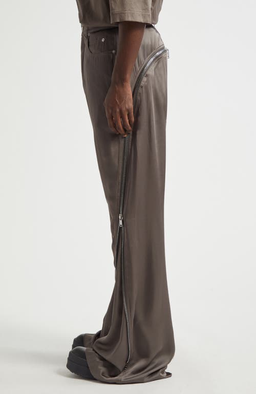 Rick Owens Bolan Banana Zip Satin Pants In Dust
