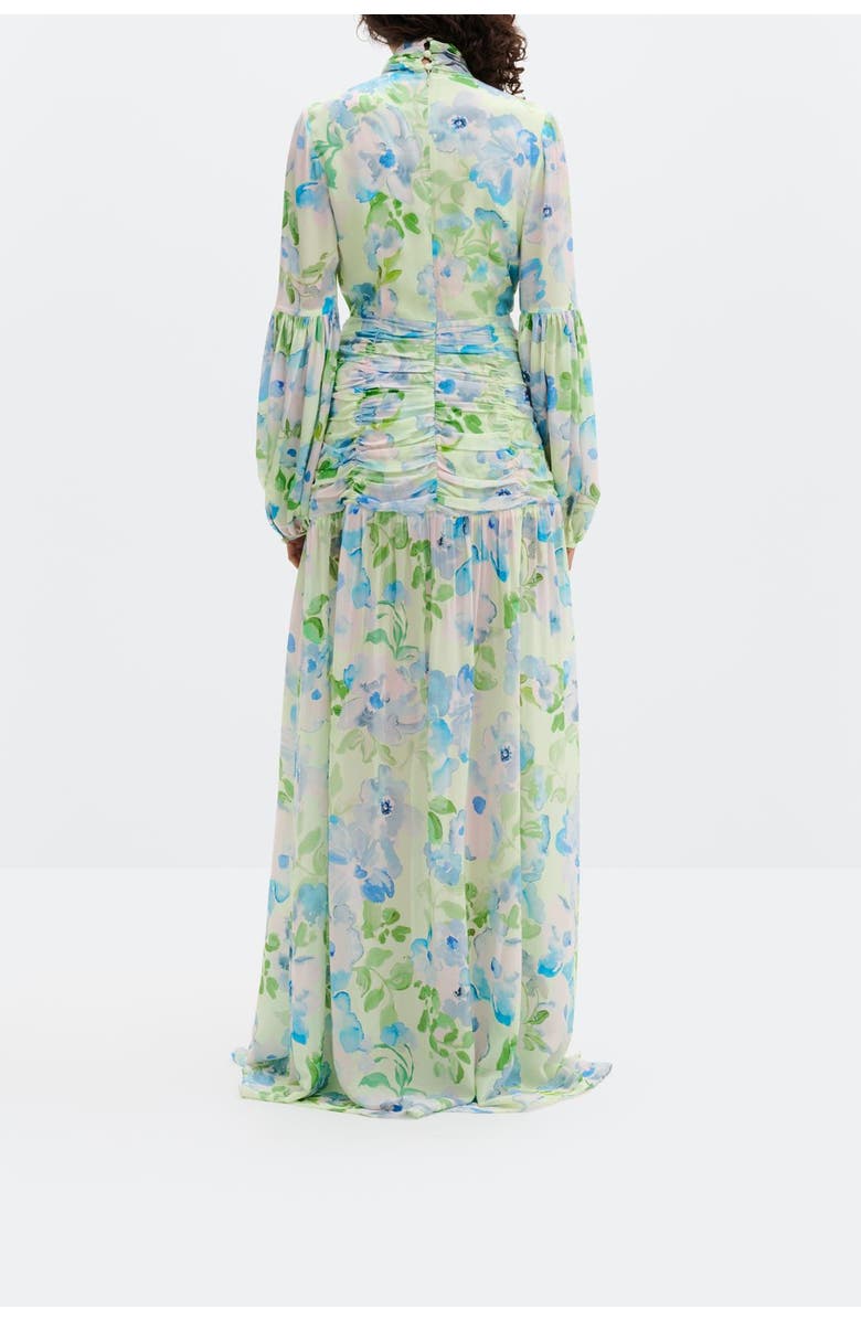 Malina Thalia Draped Waist Maxi Dress, Alternate, color, Pastel Floral Pistachio