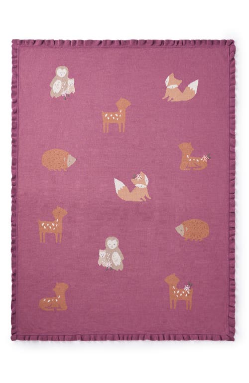 Elegant Baby Forest Family Cotton Knit Blanket In Dark Violet
