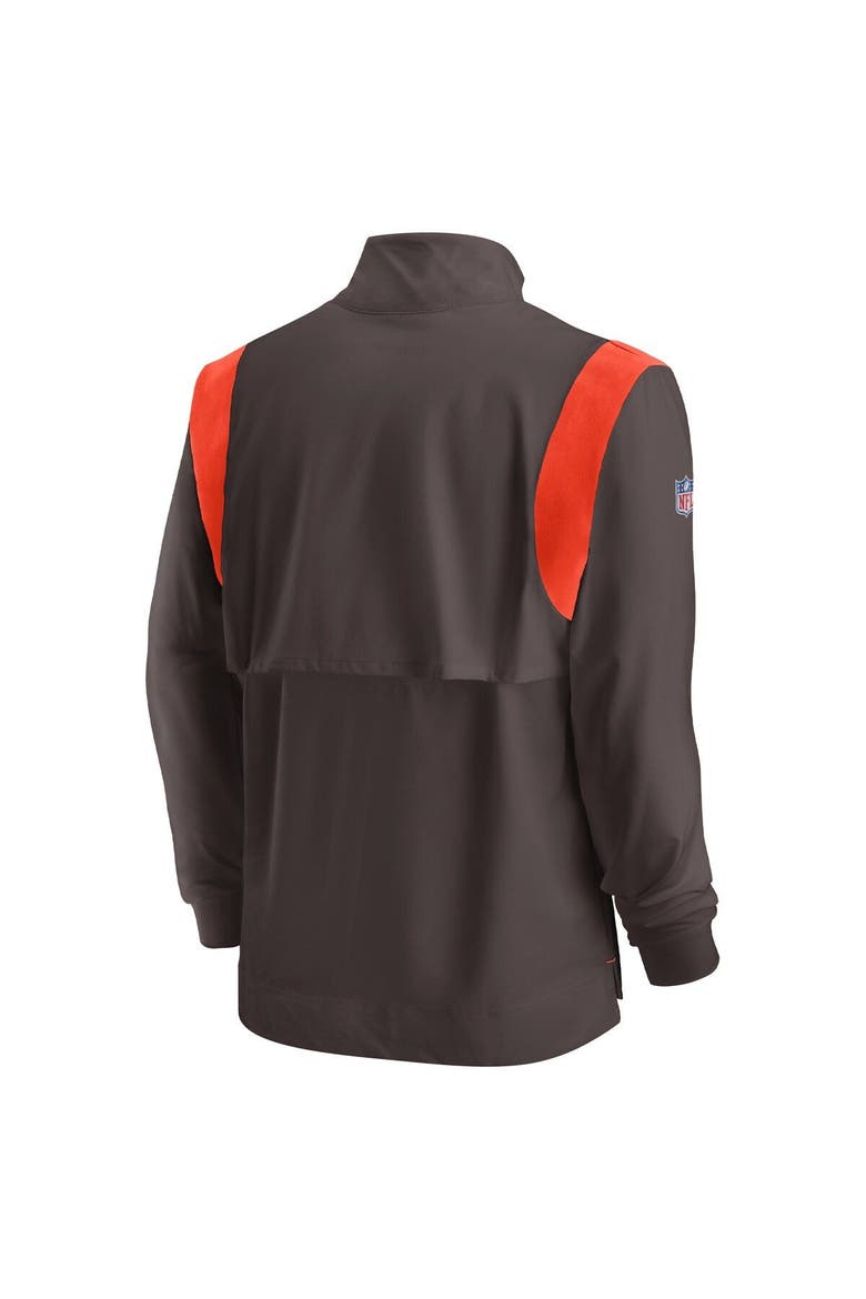 Men's Nike Brown Cleveland Browns Sideline Coach Chevron Lockup Quarter-Zip Long Sleeve Top, Alternate, color, Brown