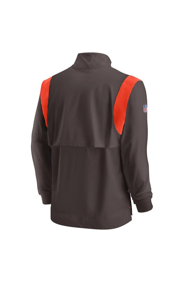 Nike Men's Nike Brown Cleveland Browns Sideline Coach Chevron Lockup Quarter-Zip Long Sleeve Top, Alternate, color, Brown