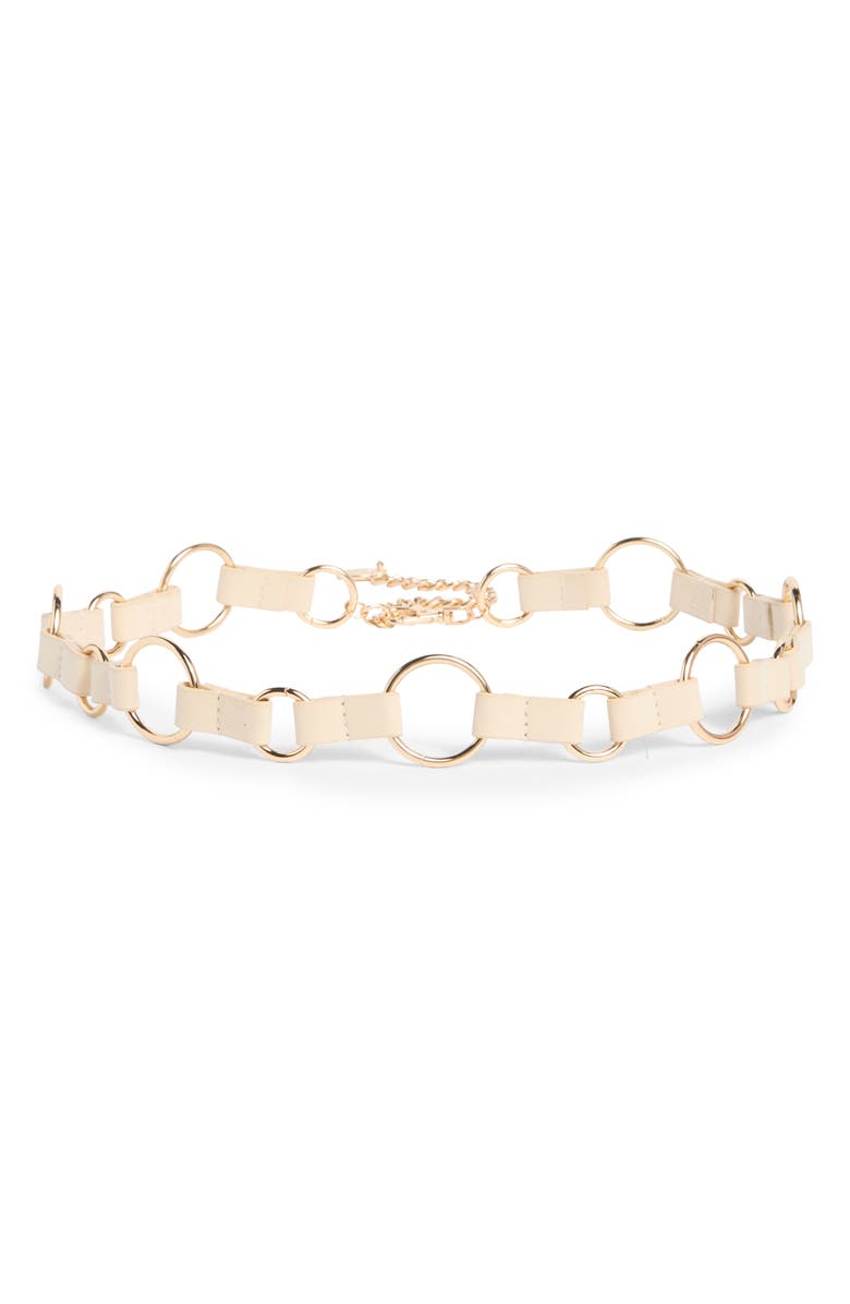 Vince Camuto Round Ring Chain Belt, Main, color, Parchment