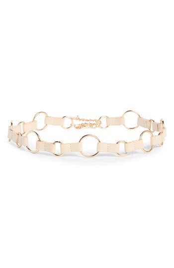 Vince Camuto Round Ring Chain Belt In Sand
