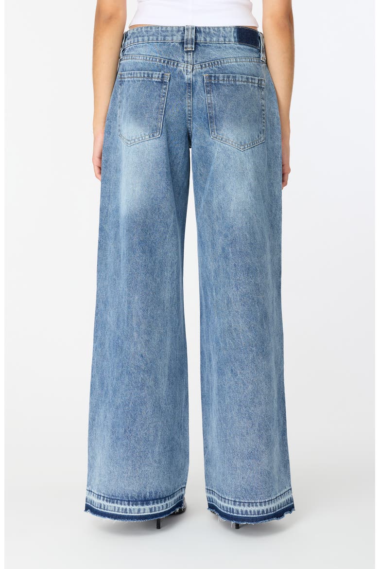 Maya Two-Tone Mid Rise Ultra Wide Leg Jeans, Alternate, color, INDIGO