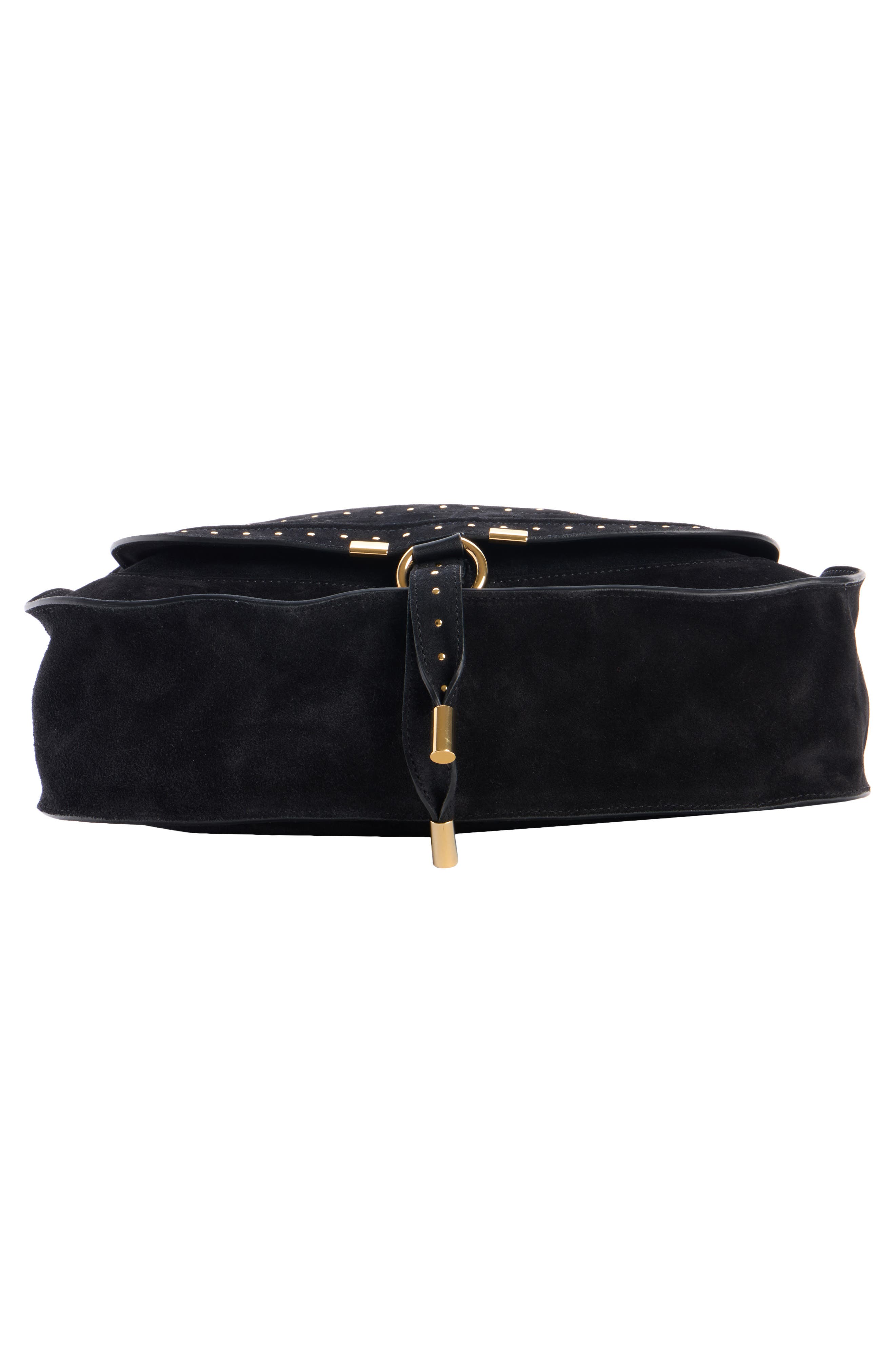 Marcie Suede Shoulder Bag, Alternate, color, BLACK