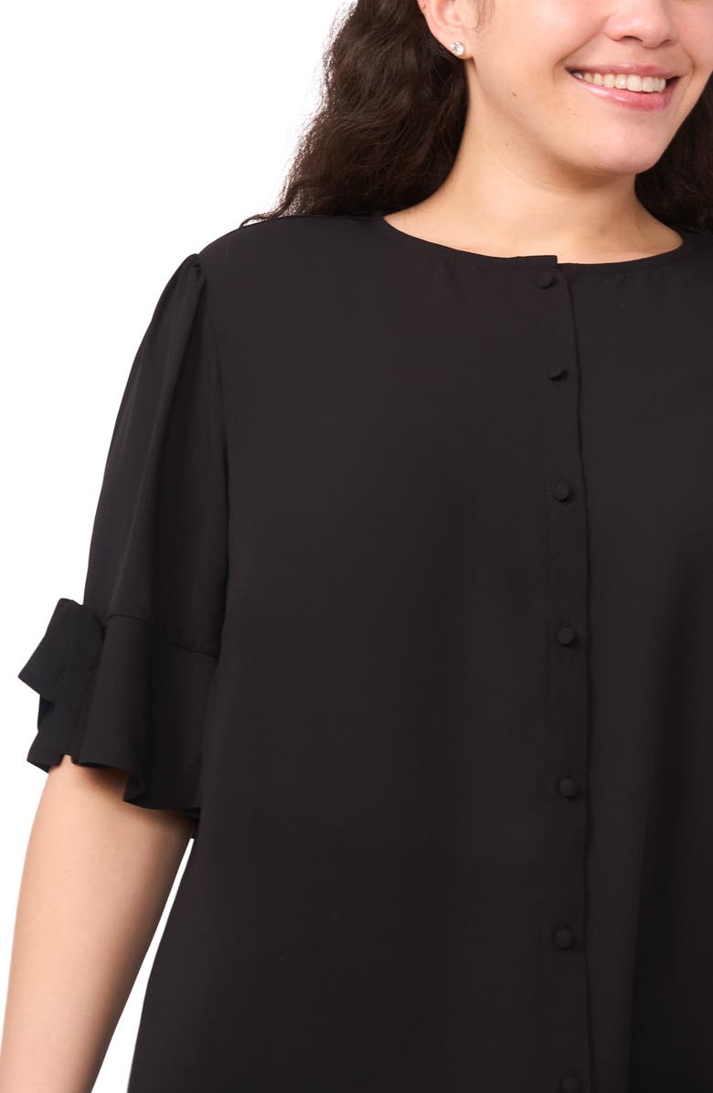 CeCe Ruffle Short Sleeve Shirt, Alternate, color, Rich Black