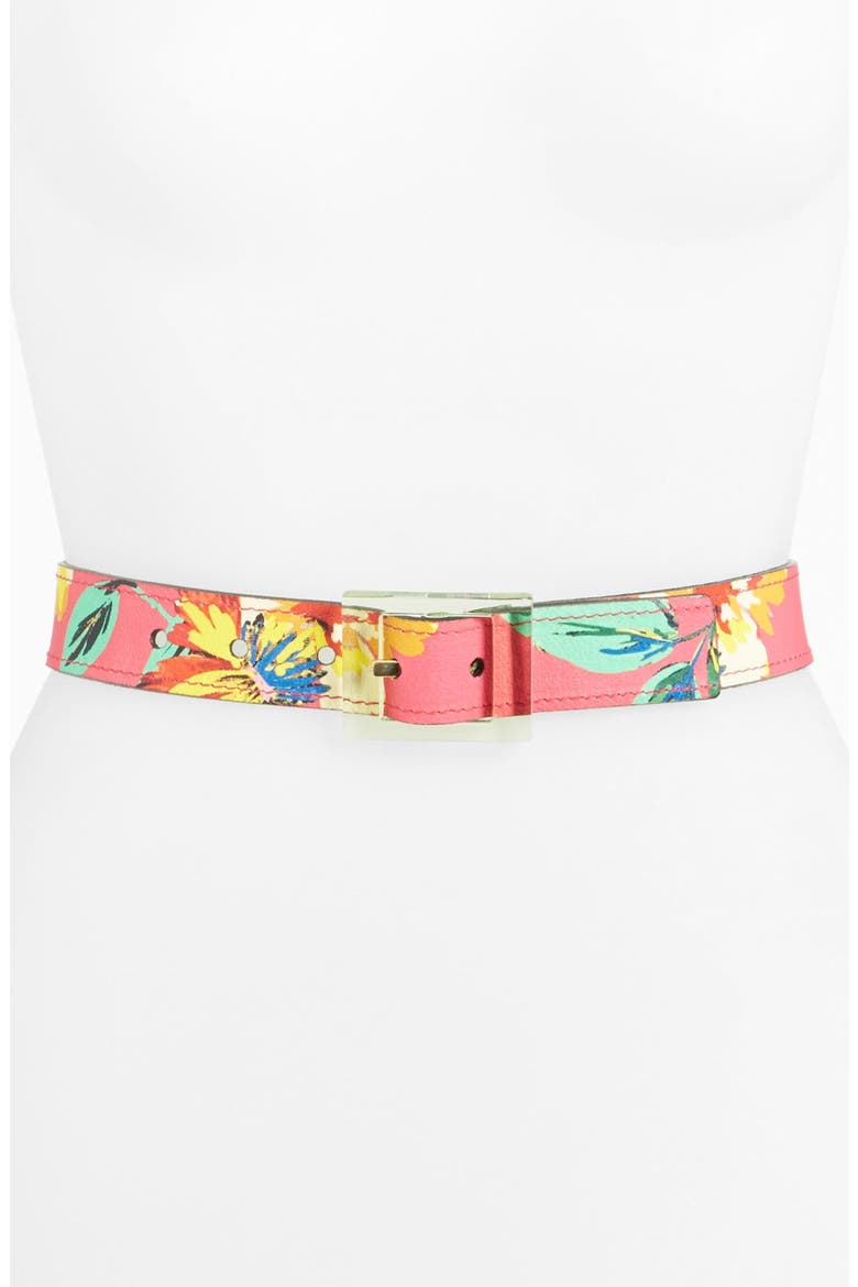 reversible leather belt, Main, color, PINK FLORAL/ SHAMROCK