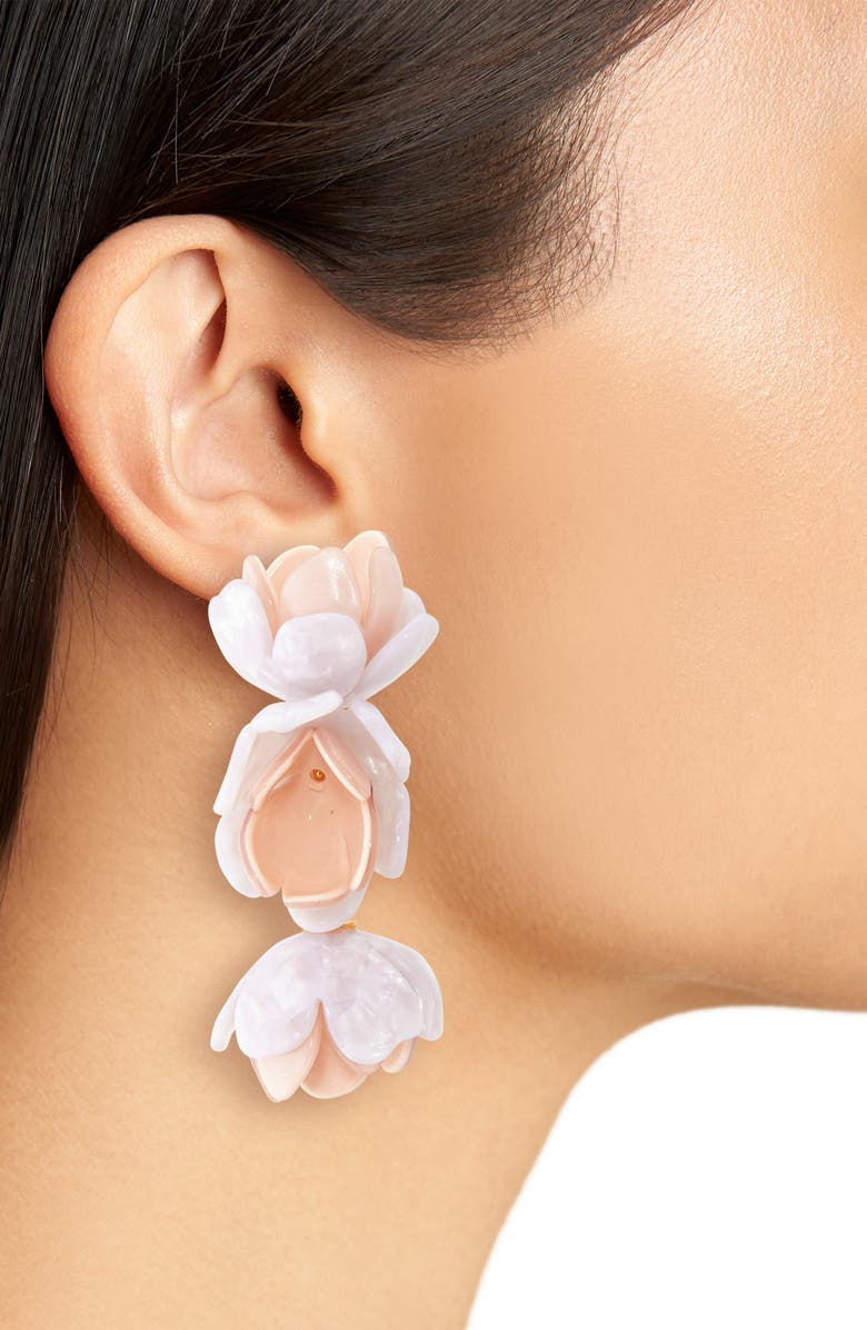 Lele Sadoughi Rose Petal Triple Drop Clip-On Earrings, Alternate, color, Mother Of Pearl