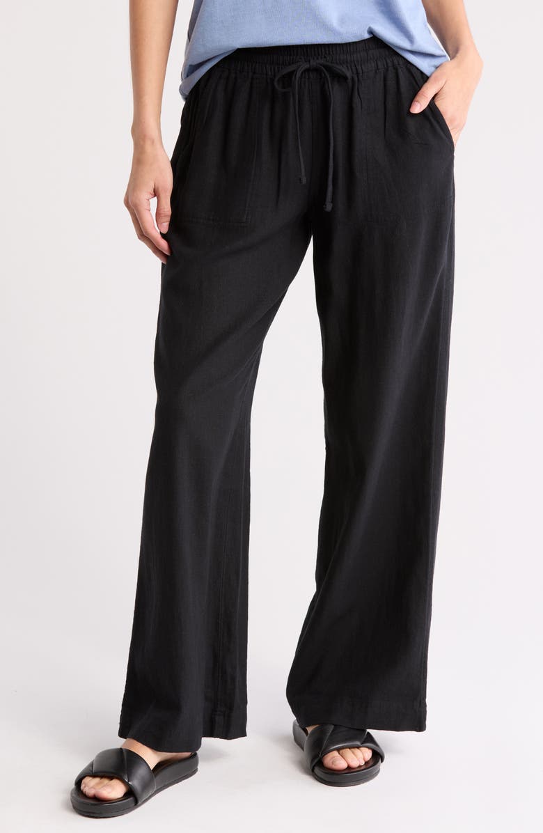 Caslon<sup>®</sup> Linen Blend Pants, Main, color, Black