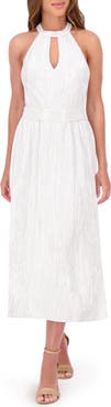 Kensie Foil Keyhole Midi Dress